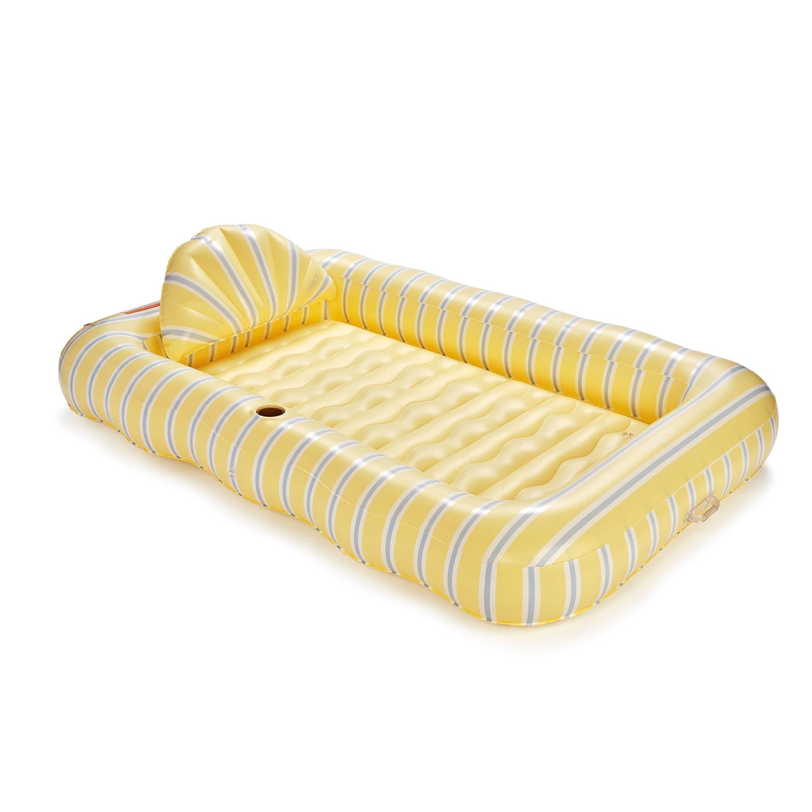 Tanning Pool Lounger: Yellow, White & Blue Stripes | FUNBOY US