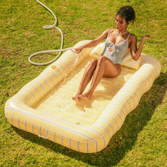 Tanning Pool Lounger: Yellow, White & Blue Stripes | FUNBOY US