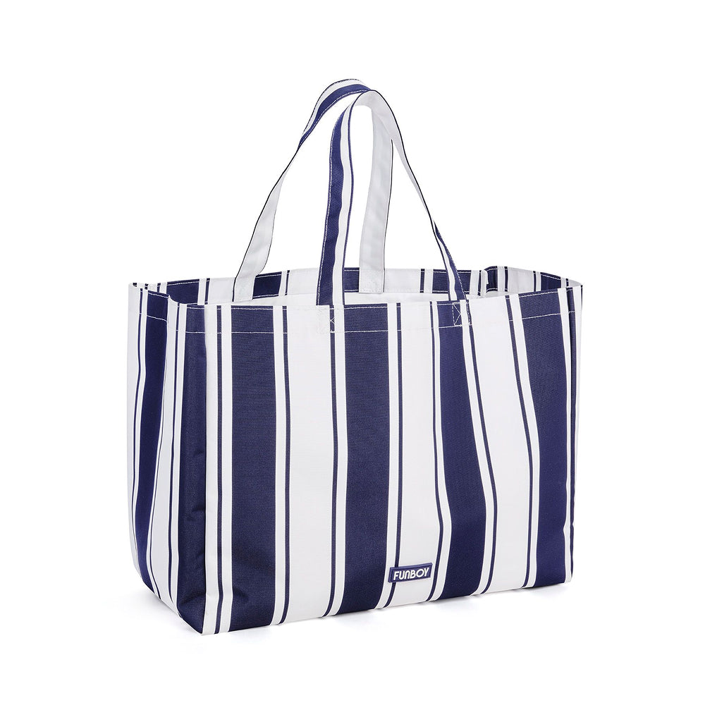 Beach Bag Tote, Navy Cabana Stripe | FUNBOY Online
