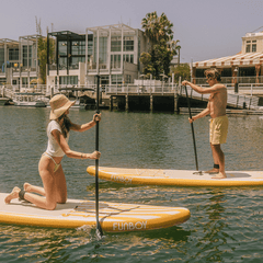 11"6' Inflatable Stand Up Paddle Board - Yellow & White Cabana Stripe | FUNBOY Near Me