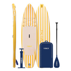 11"6' Inflatable Stand Up Paddle Board - Yellow & White Cabana Stripe | FUNBOY Near Me
