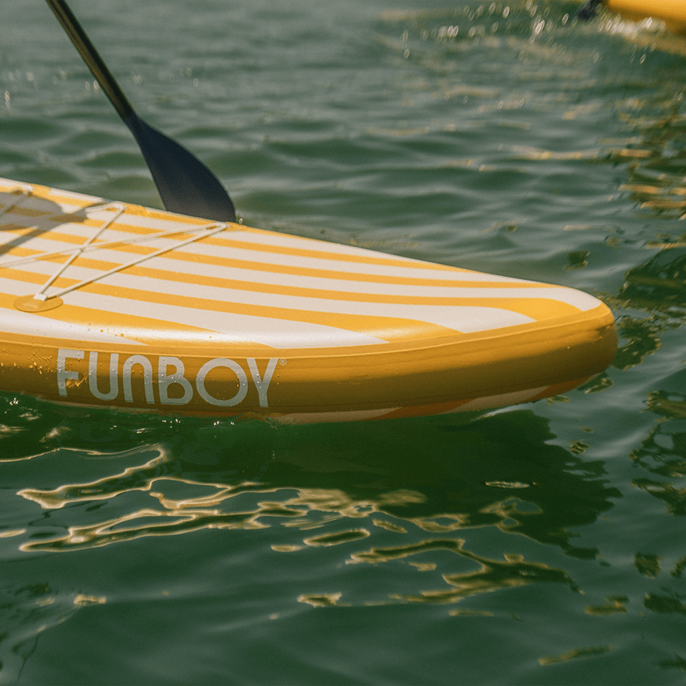 11"6' Inflatable Stand Up Paddle Board - Yellow & White Cabana Stripe | FUNBOY Near Me