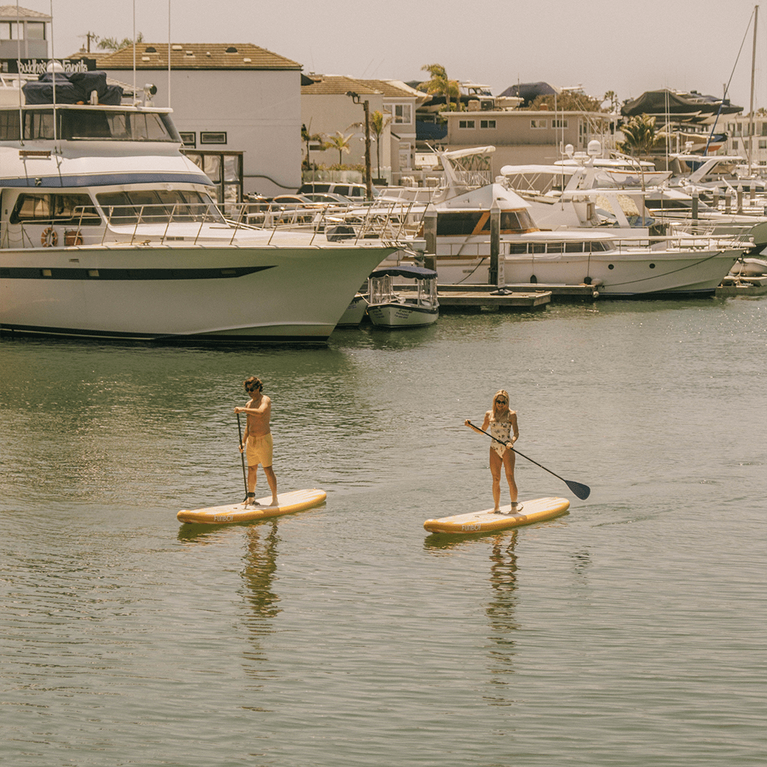 11"6' Inflatable Stand Up Paddle Board - Yellow & White Cabana Stripe | FUNBOY Near Me