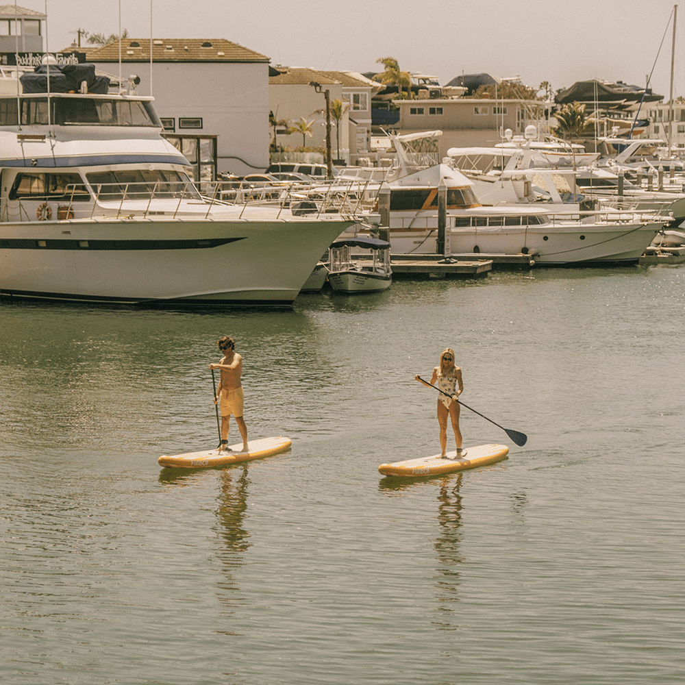 11"6' Inflatable Stand Up Paddle Board - Yellow & White Cabana Stripe | FUNBOY Near Me