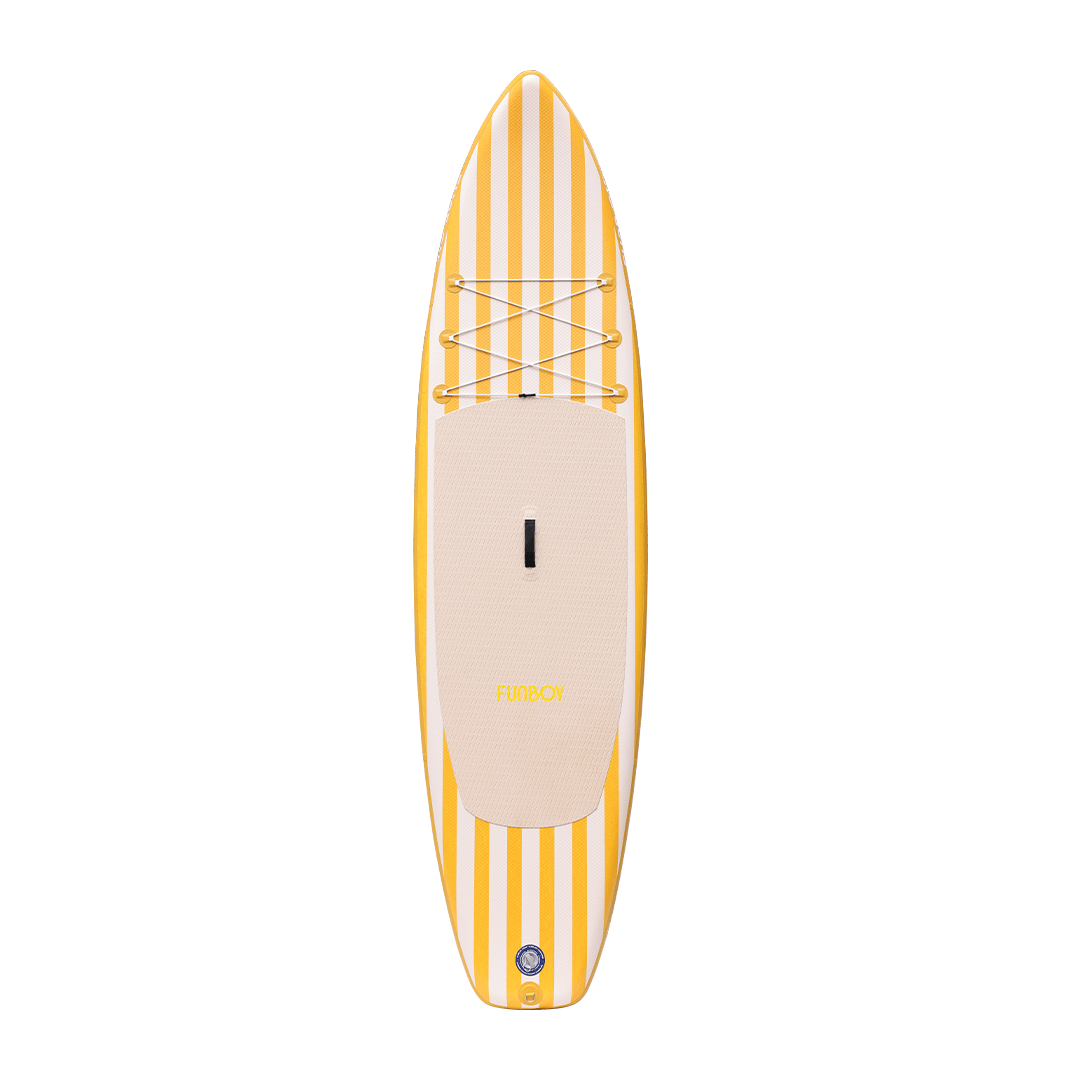 11"6' Inflatable Stand Up Paddle Board - Yellow & White Cabana Stripe | FUNBOY Near Me
