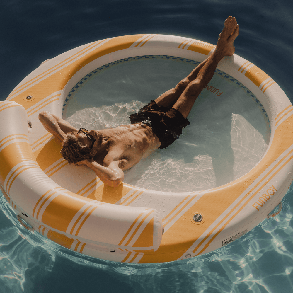 Yellow & White Floating Dock. Leisure Island | FUNBOY Sale