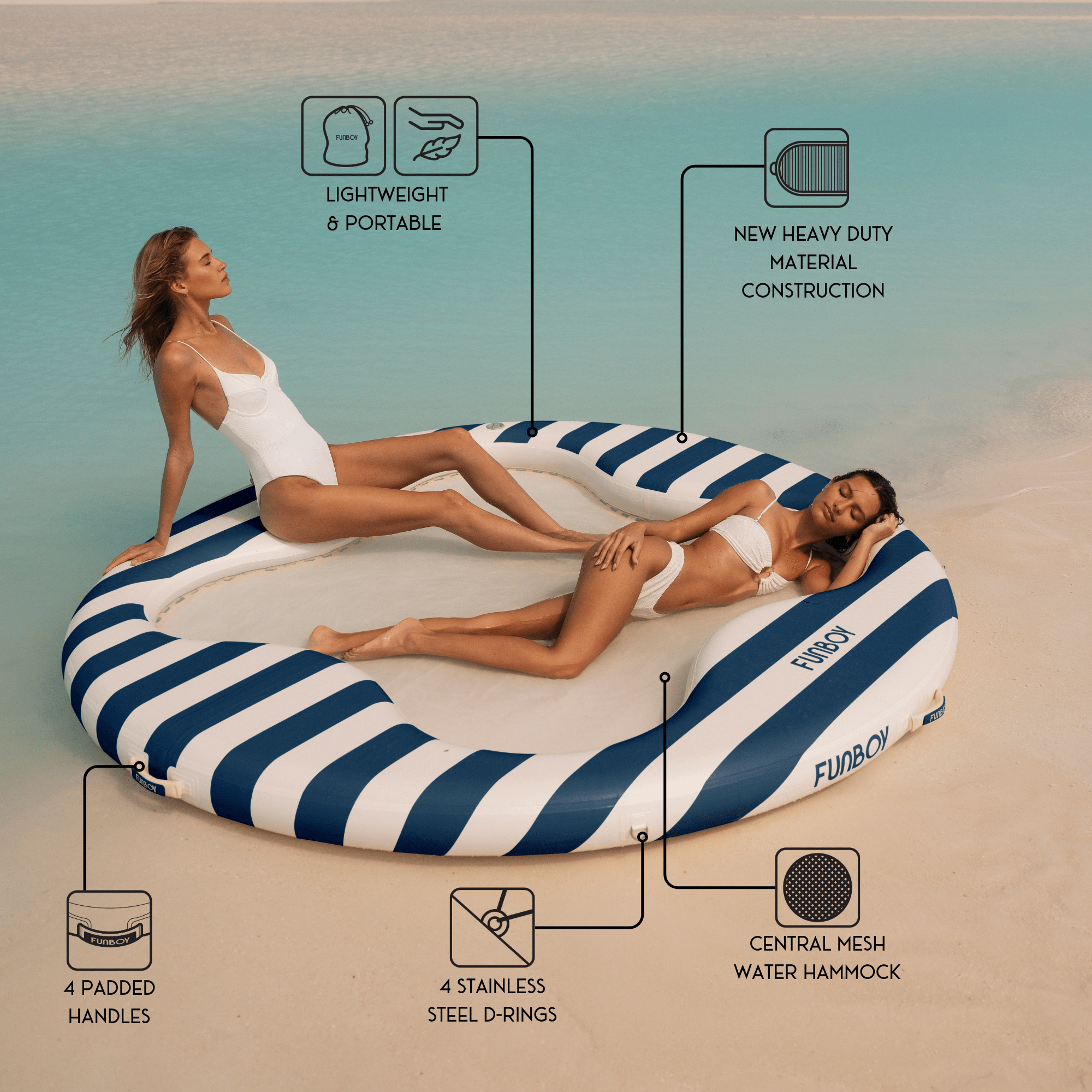 Floating Pool Hammock: Clover Leisure Island, Blue | FUNBOY For Sale