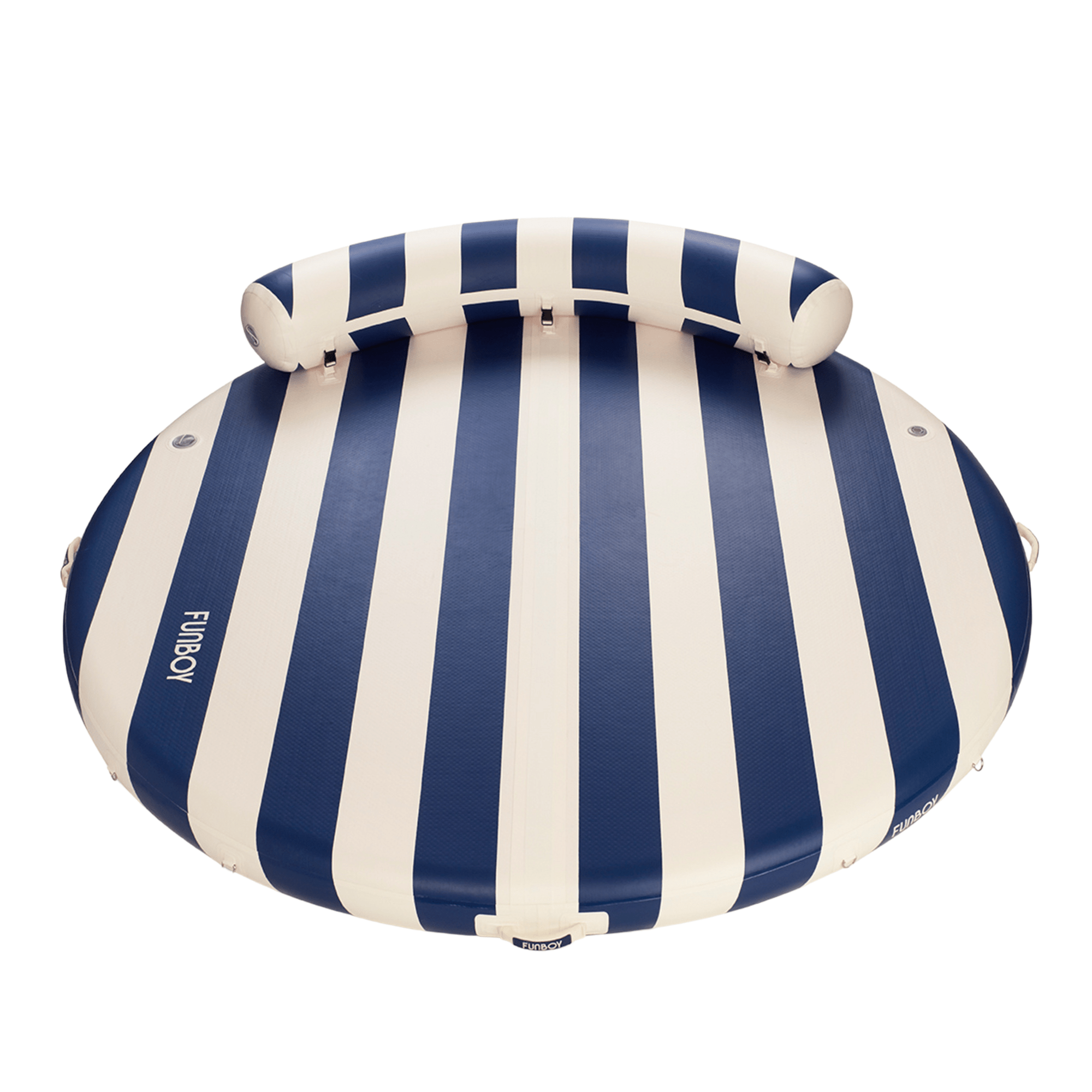 Inflatable Floating Dock: White, Navy Blue Stripes | FUNBOY US