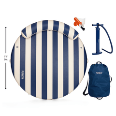 Inflatable Floating Dock: White, Navy Blue Stripes | FUNBOY US