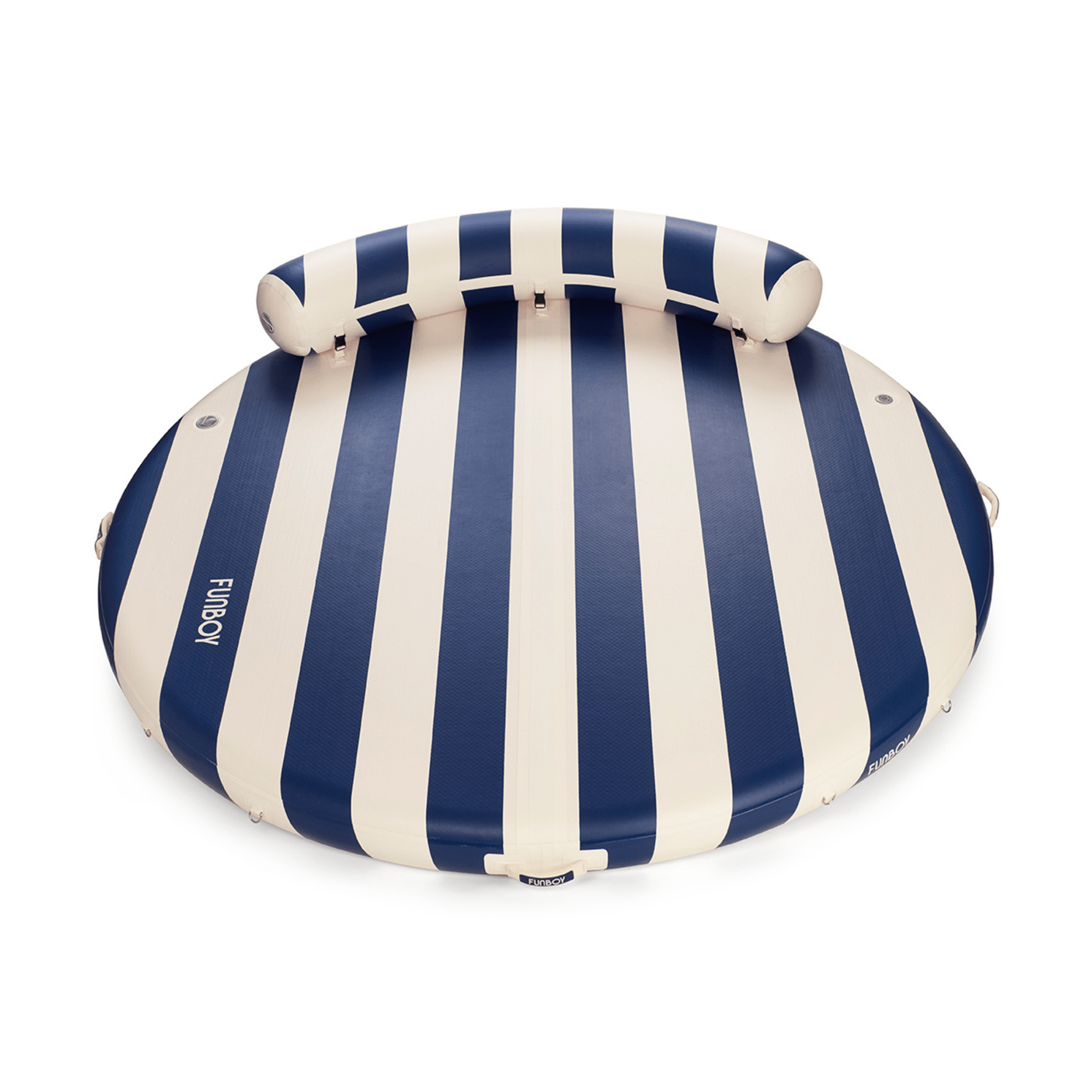 Inflatable Floating Dock: White, Navy Blue Stripes | FUNBOY US