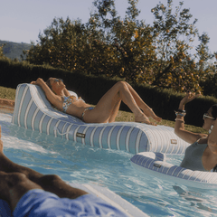 Fabric Covered Pool Float - Blue, White & red Cabana Sunbed Lounger | FUNBOY Online