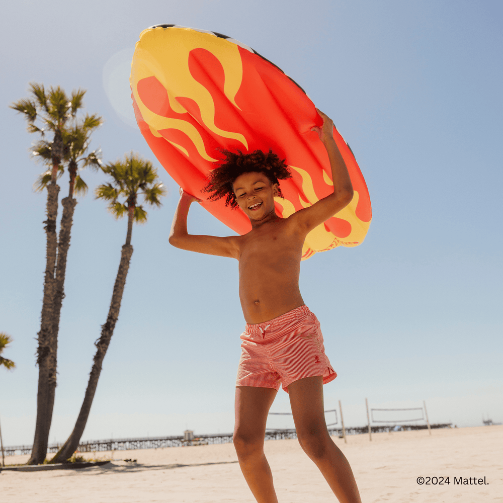 Hot Wheels Checkered Flame Surfboard Pool Float | FUNBOY