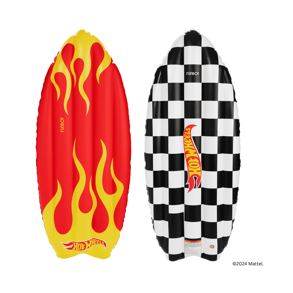 Hot Wheels Checkered Flame Surfboard Pool Float | FUNBOY