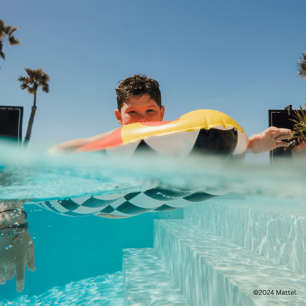 Hot Wheels Checkered Flame Surfboard Pool Float | FUNBOY
