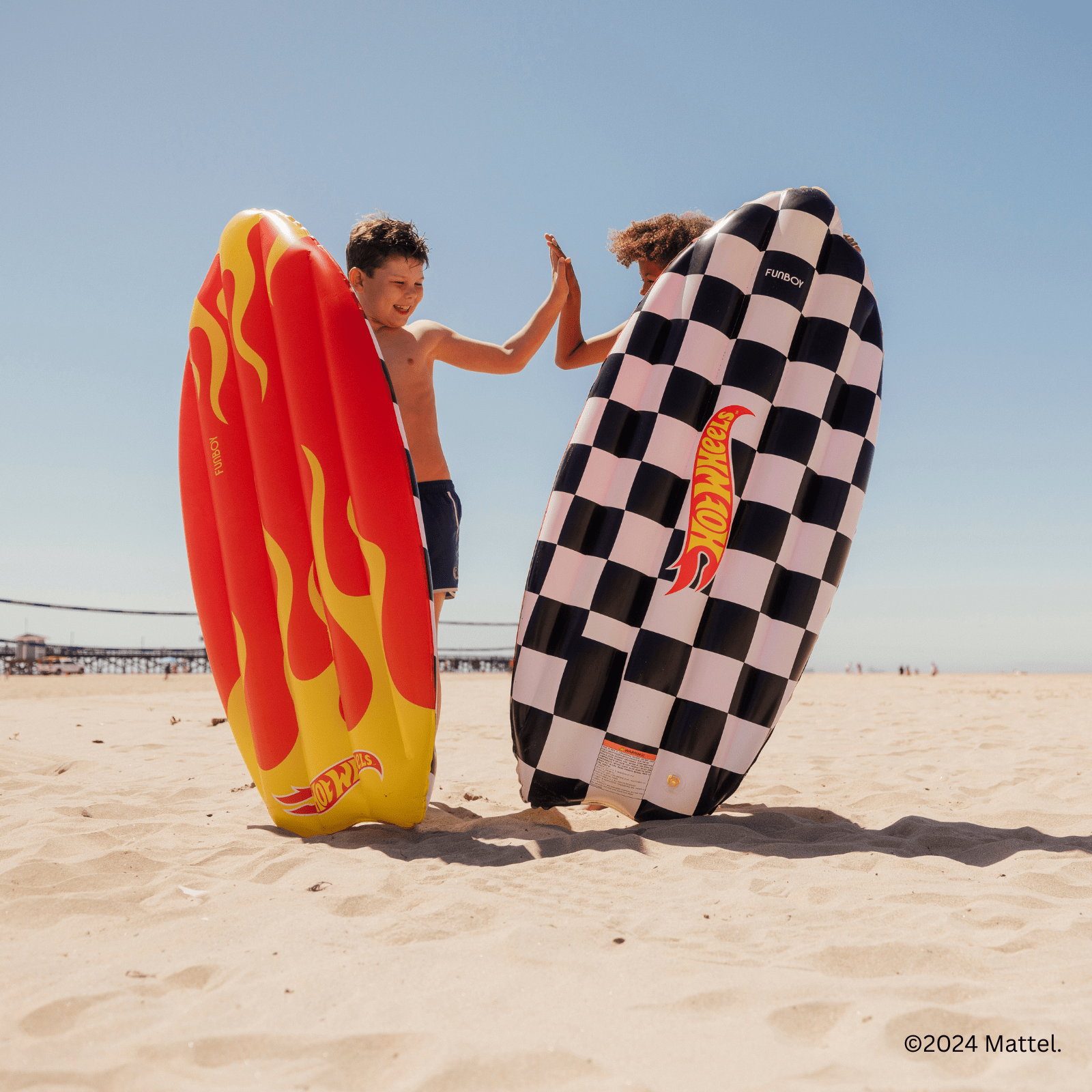 Hot Wheels Checkered Flame Surfboard Pool Float | FUNBOY