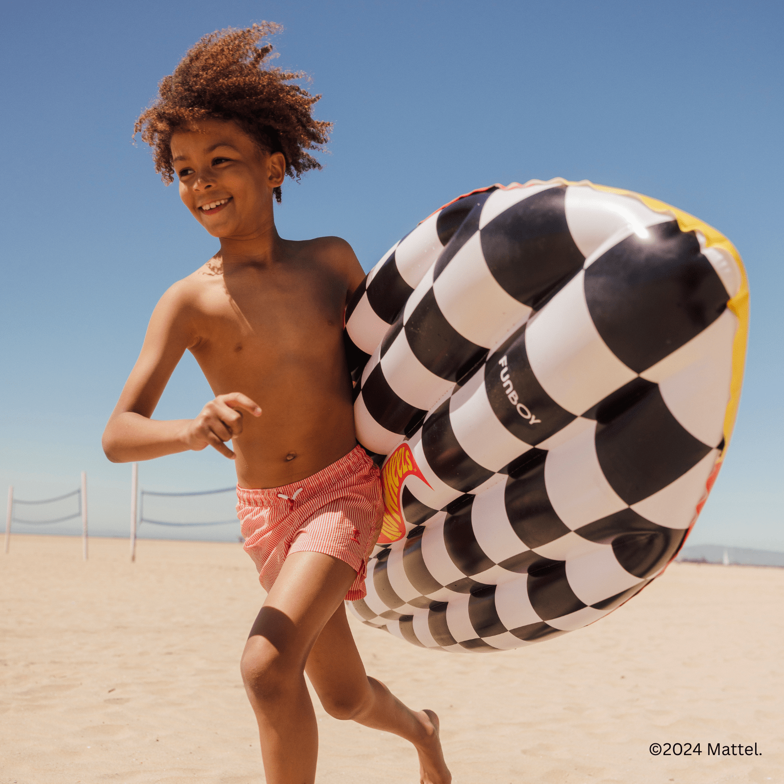 Hot Wheels Checkered Flame Surfboard Pool Float | FUNBOY