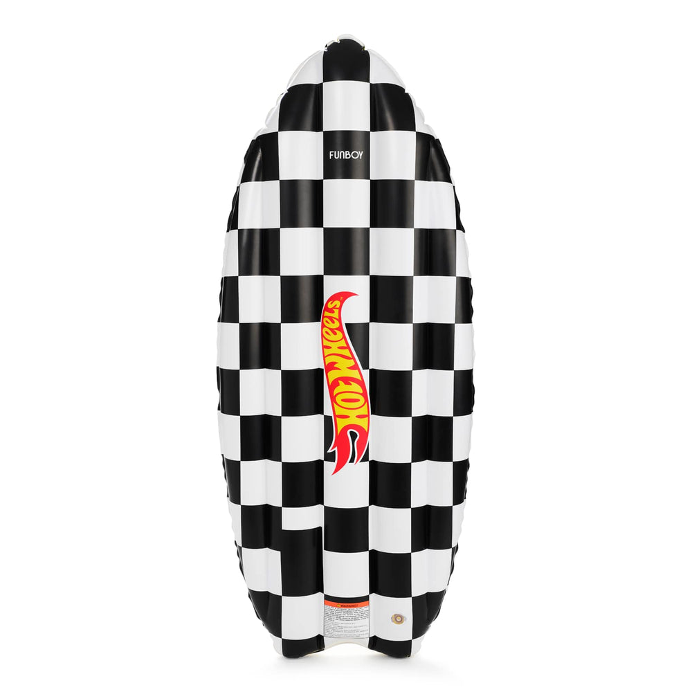 Hot Wheels Checkered Flame Surfboard Pool Float | FUNBOY