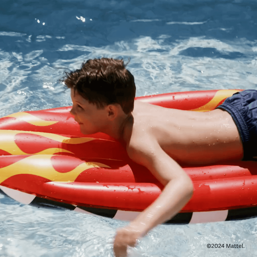 Hot Wheels Checkered Flame Surfboard Pool Float | FUNBOY
