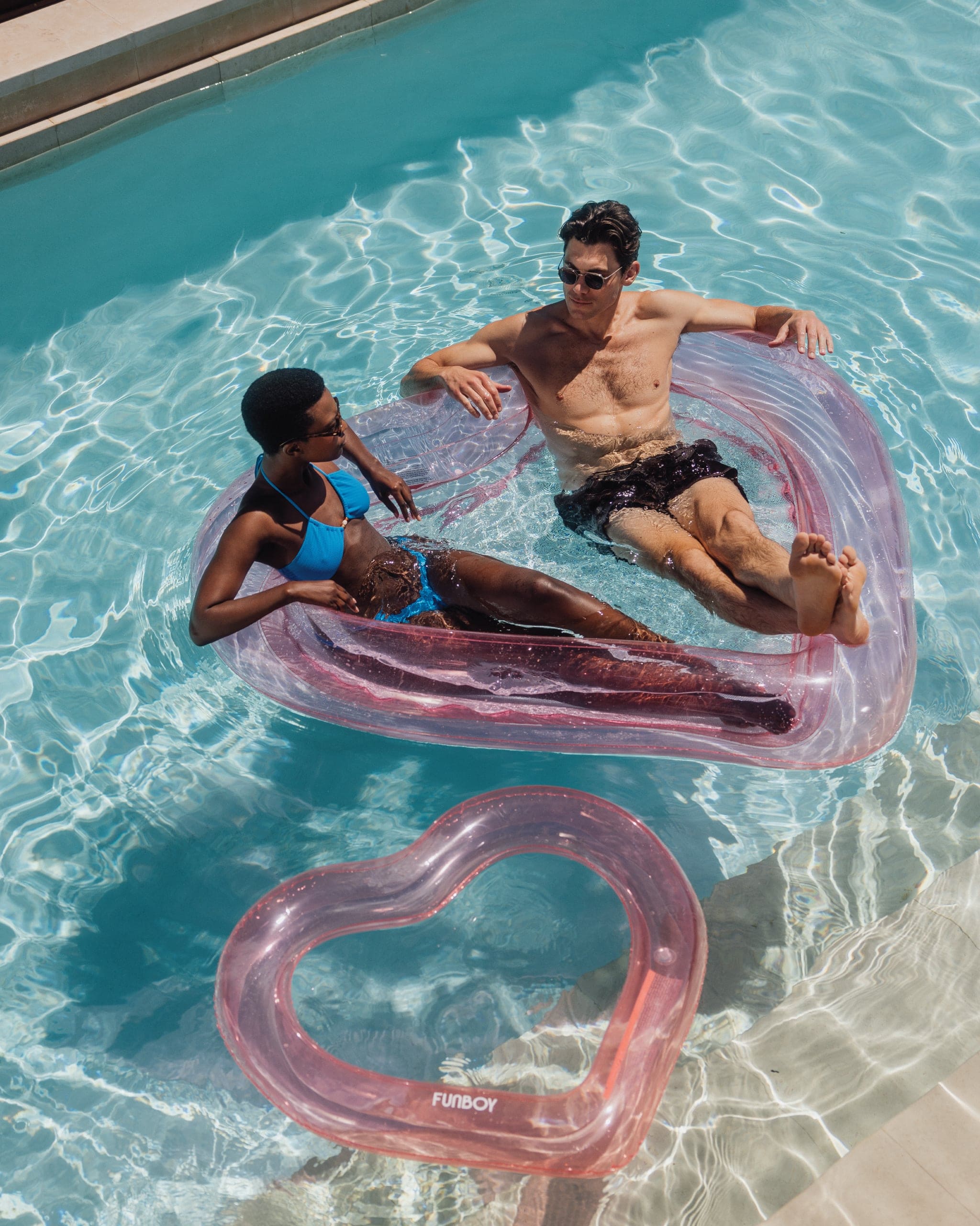 Floating Pool Hammock: Heart-Shaped, Clear Pink | FUNBOY US