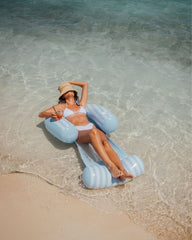Blue & White Stripe Coastal Mesh Chair Pool Float | FUNBOY Online