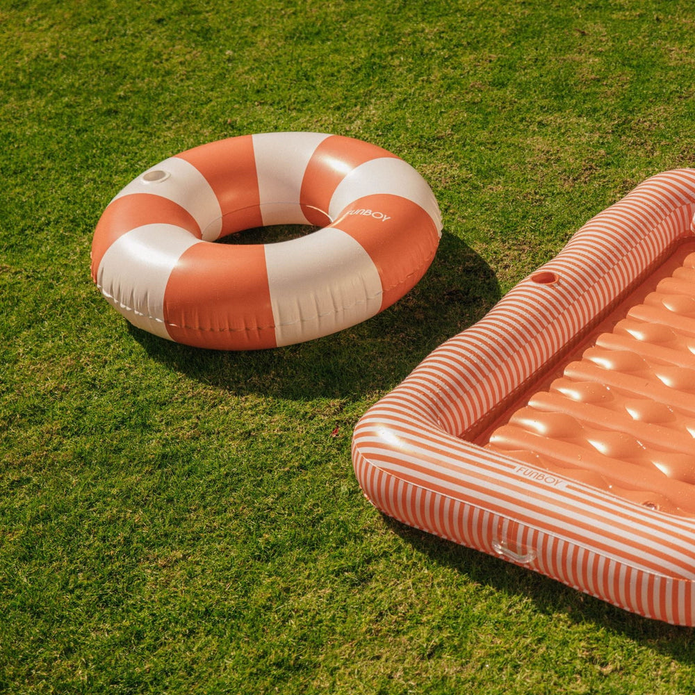 Large Pool Tube Float: Burnt Orange & White Stripes, 48" | FUNBOY Near Me