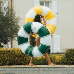Vintage Green Stripe Inflatable Pool Float with Cup Holder 48" | FUNBOY Discount