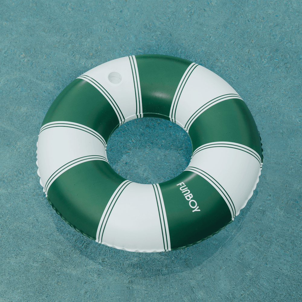 Vintage Green Stripe Inflatable Pool Float with Cup Holder 48" | FUNBOY Discount