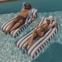 Cabana Navy Stripe Sunbed Lounger 2 Pack Fabric-Covered Pool Floats | FUNBOY Near Me