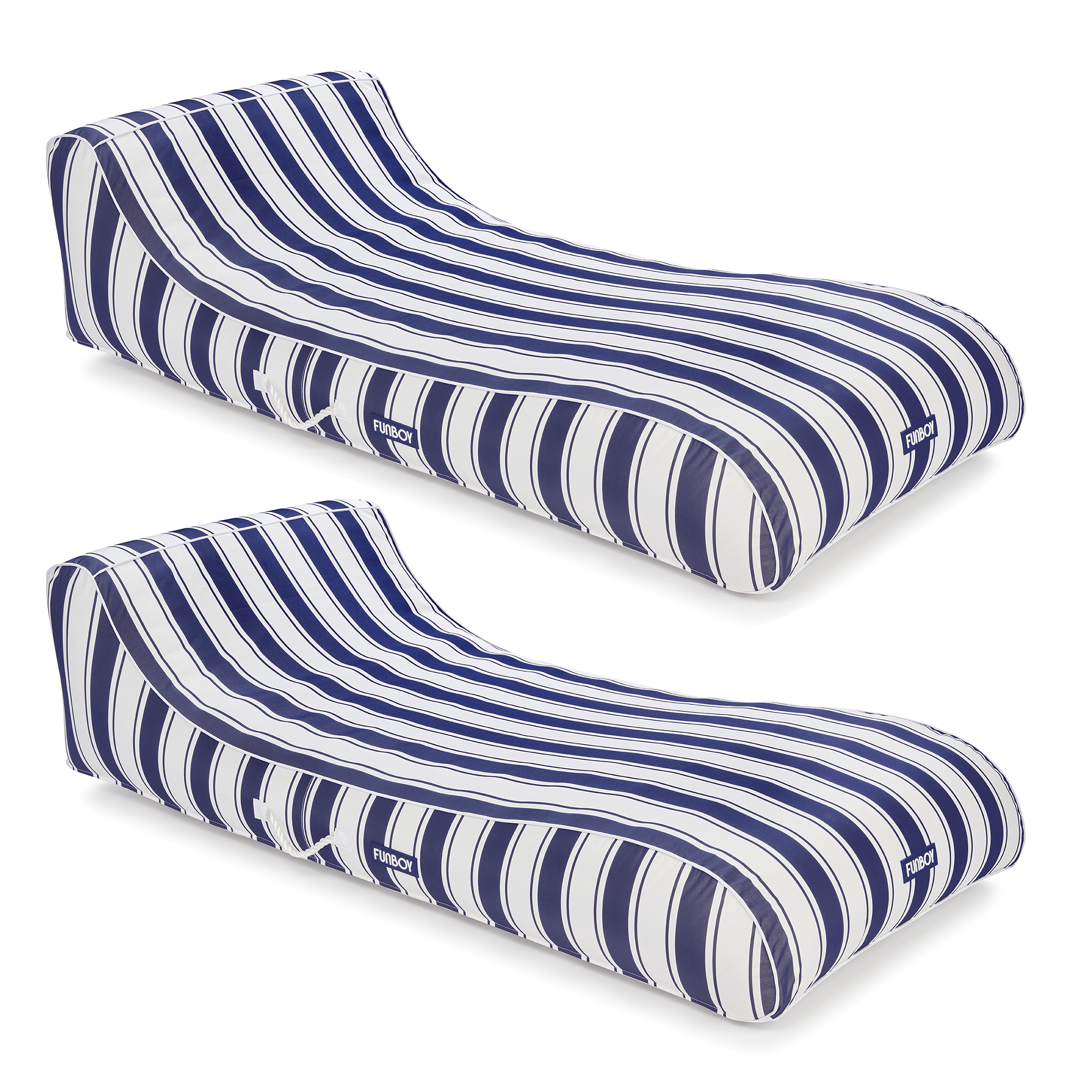 Cabana Navy Stripe Sunbed Lounger 2 Pack Fabric-Covered Pool Floats | FUNBOY Near Me