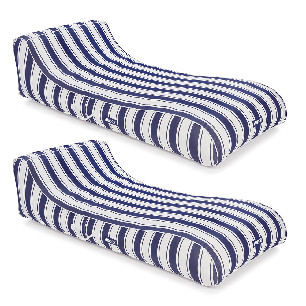 Cabana Navy Stripe Sunbed Lounger 2 Pack Fabric-Covered Pool Floats | FUNBOY Near Me