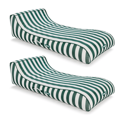 Fabric Covered Sunbed Lounger Pool Float. Green Striped 2 Pack | FUNBOY Online