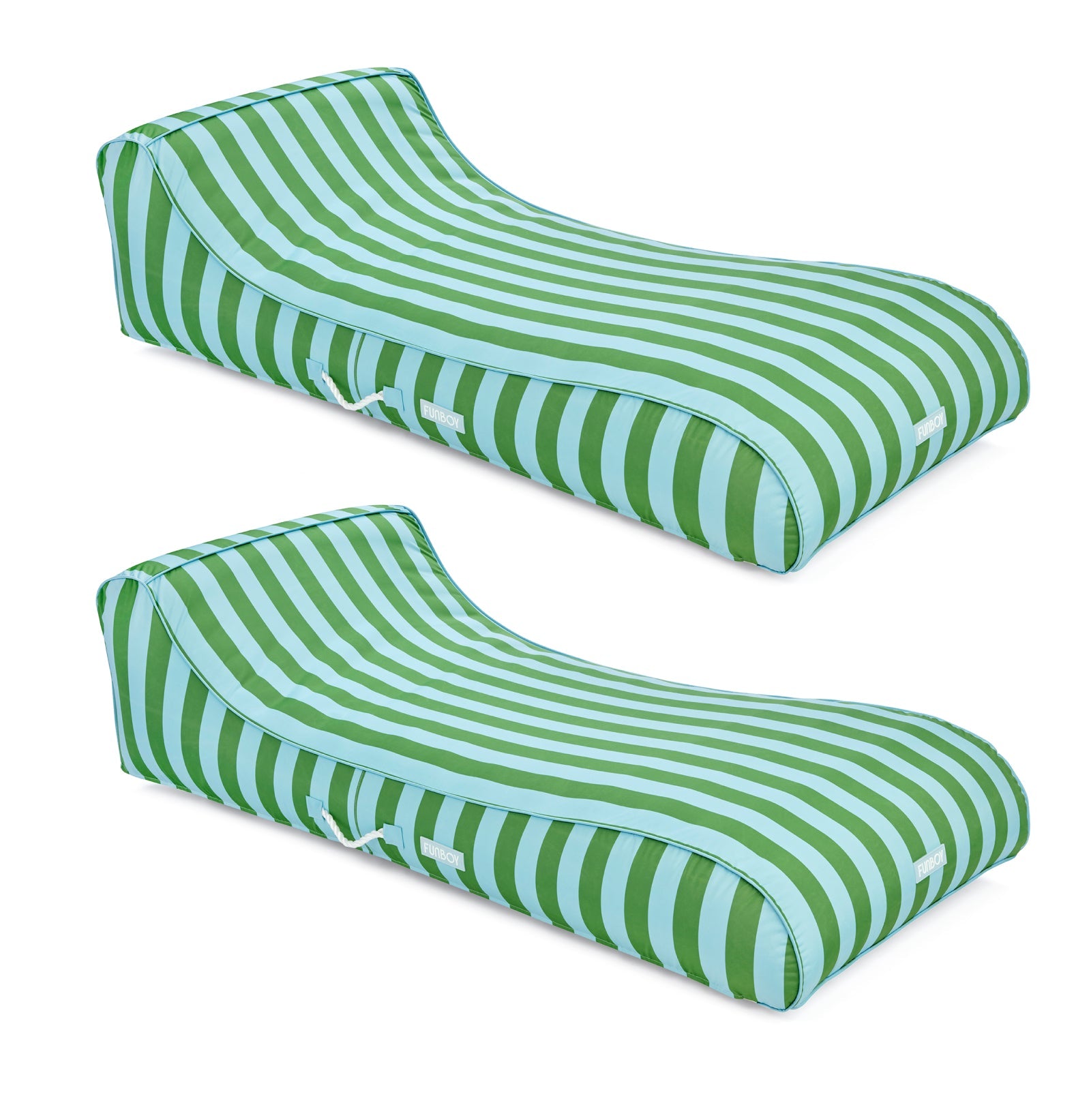 Fabric Sunbed Lounger 2-Pack, Green & Blue Striped | FUNBOY Discount