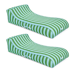 Fabric Sunbed Lounger 2-Pack, Green & Blue Striped | FUNBOY Discount