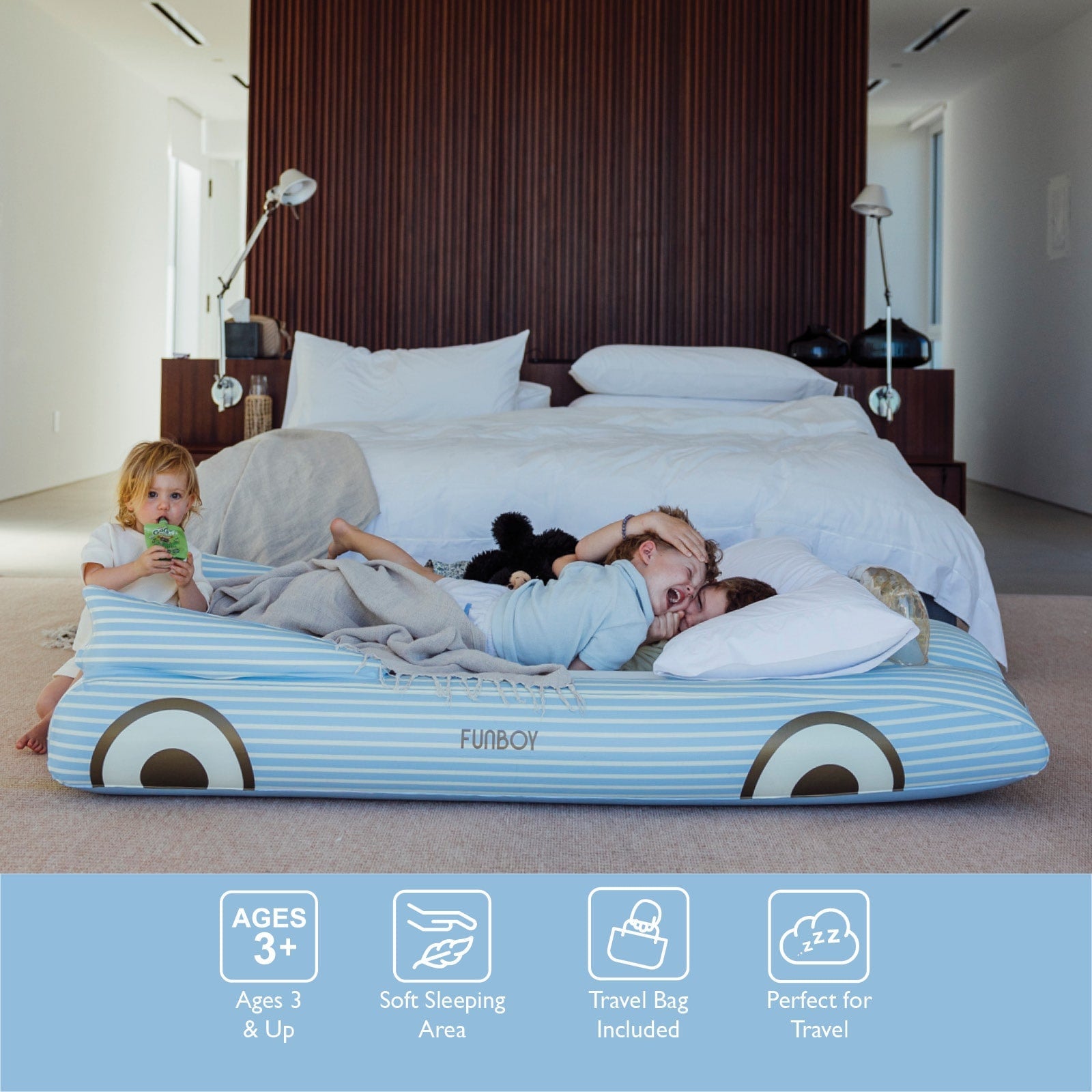 Kids Sleepover Bed - Blue Convertible Air Mattress | FUNBOY Outlet