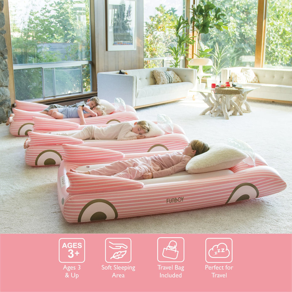 Kids Sleepover Bed - Pink Convertible Air Mattress | FUNBOY US