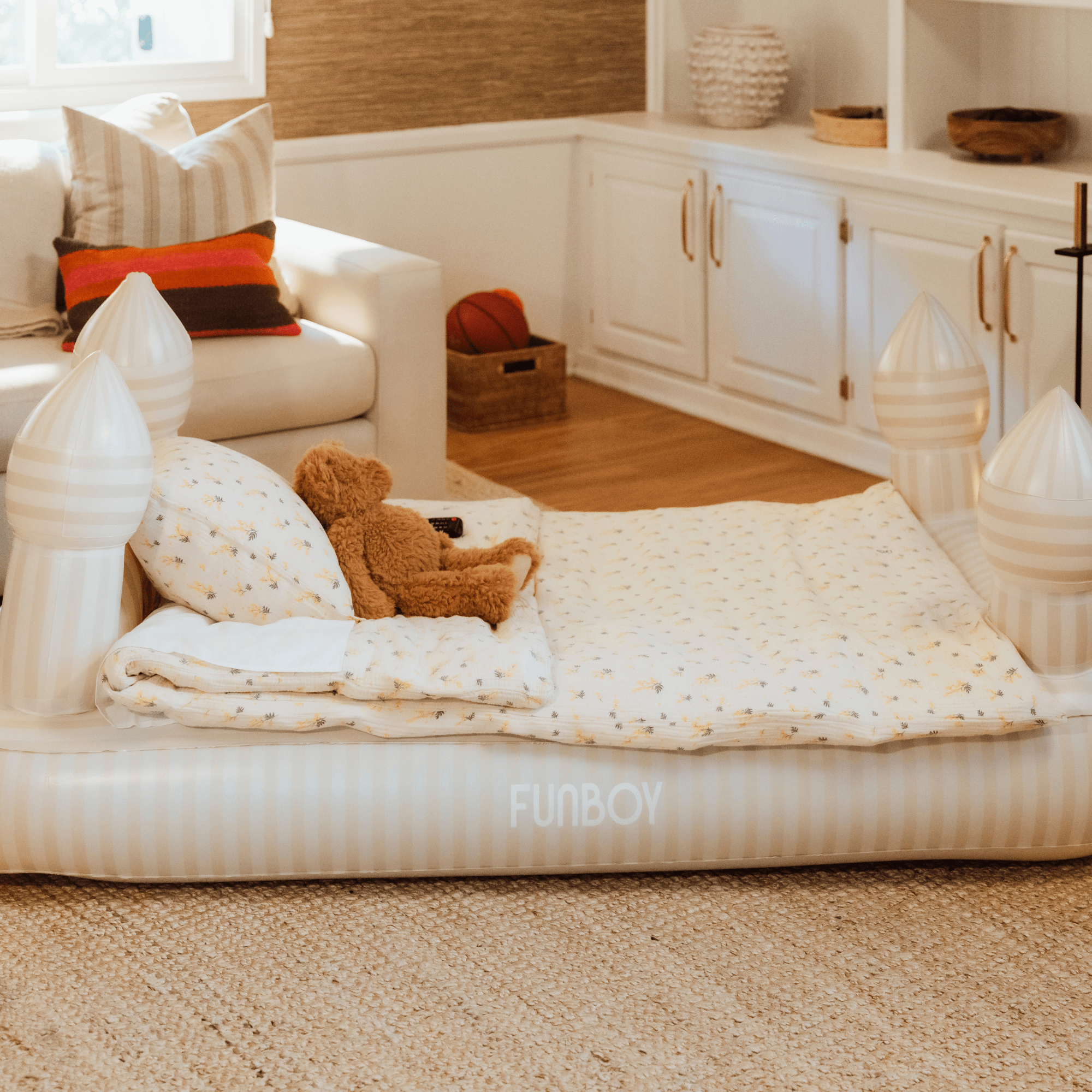 Kids Sleepover Bed - Striped Castle Air Mattress | FUNBOY Outlet
