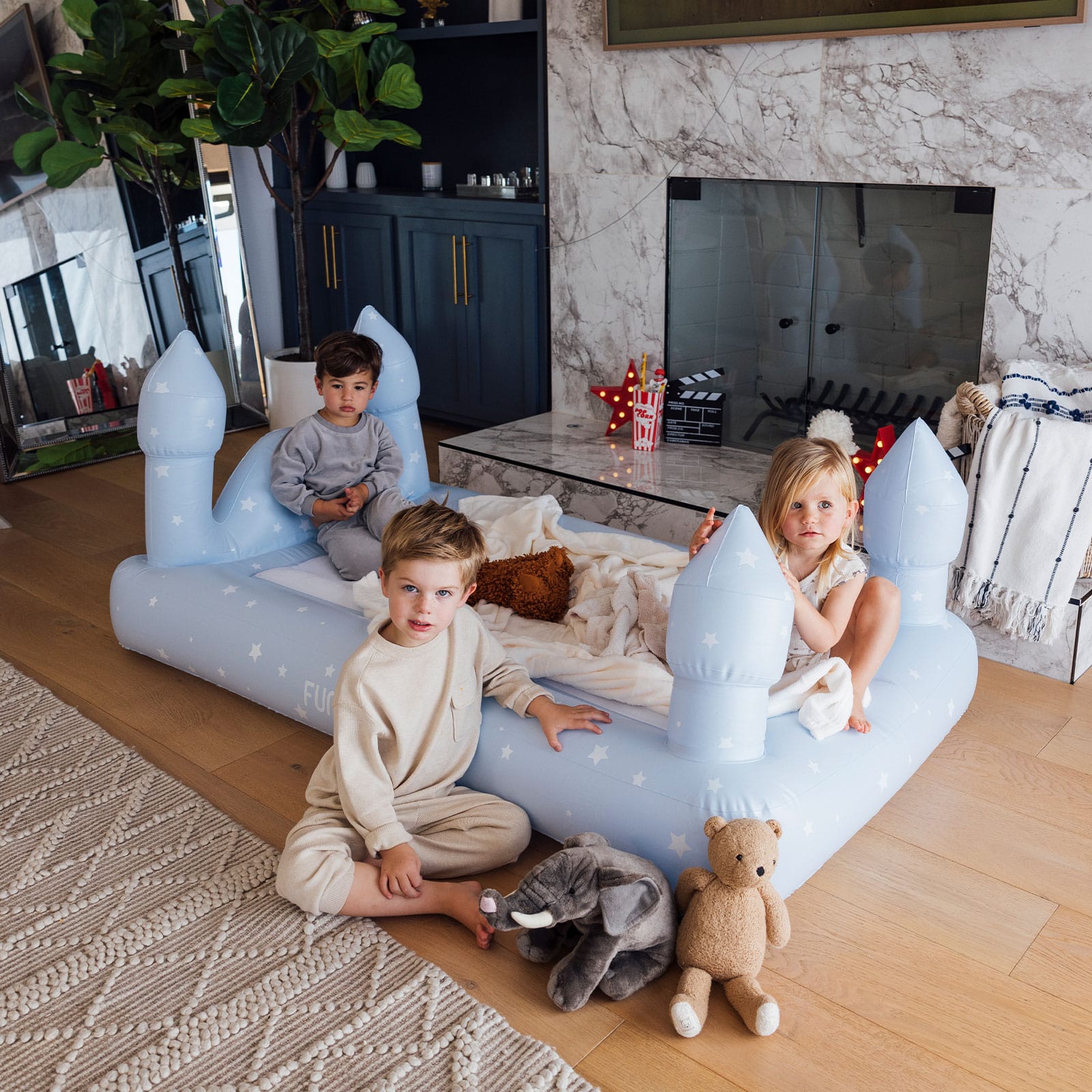 Kids Sleepover Bed - Blue Castle Air Mattress | FUNBOY US