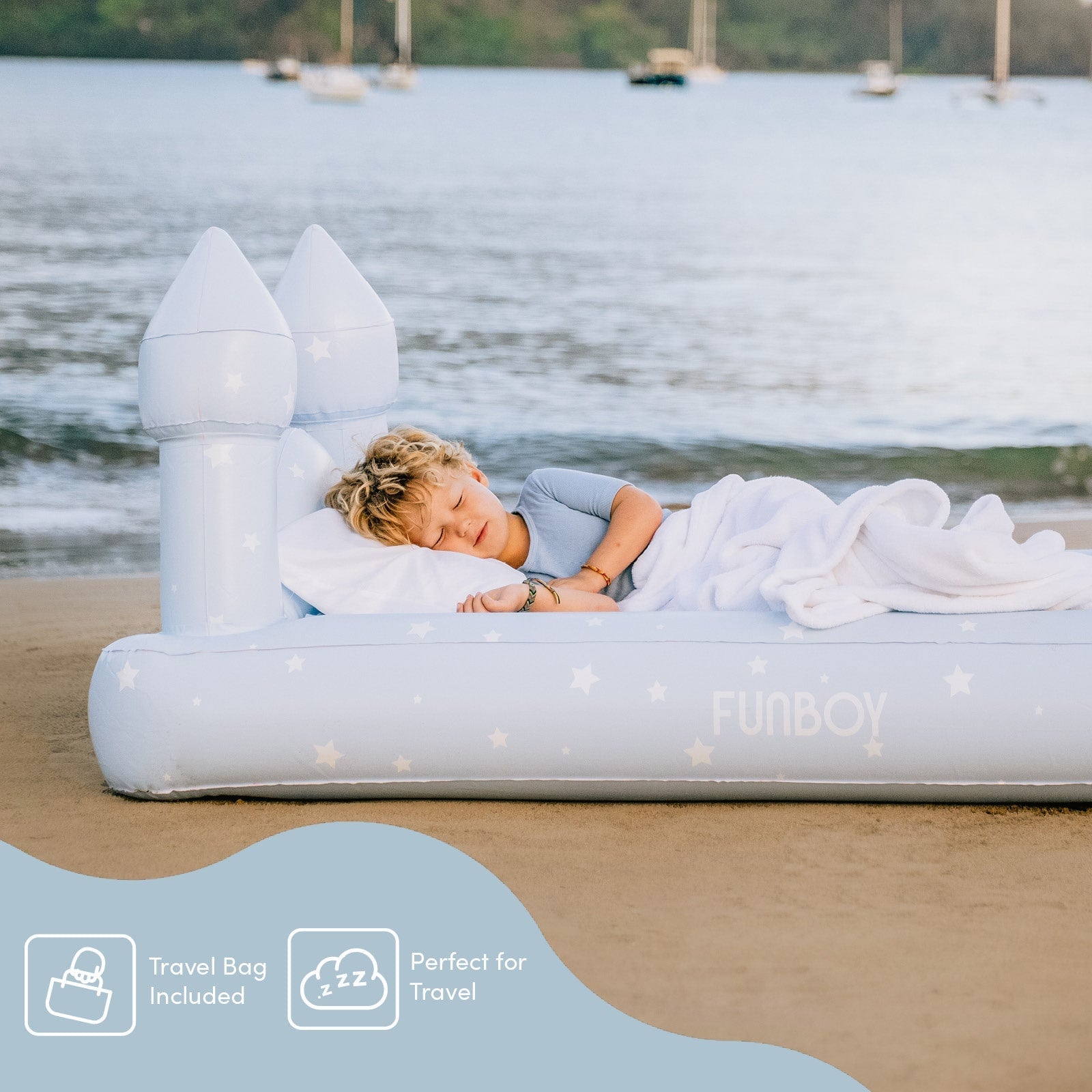 Kids Sleepover Bed - Blue Castle Air Mattress | FUNBOY US