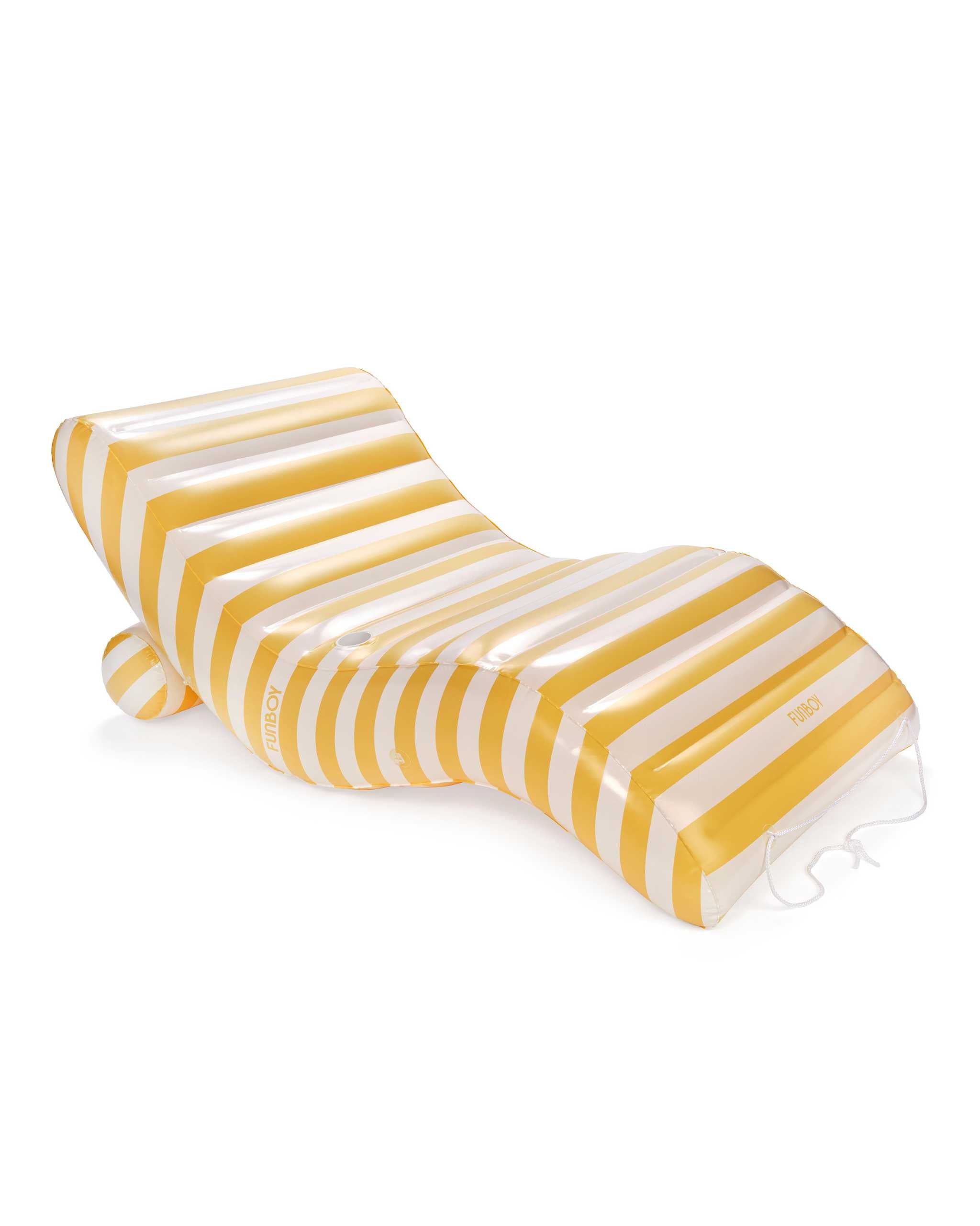 Yellow Striped Chaise Lounger Pool Float | FUNBOY For Sale