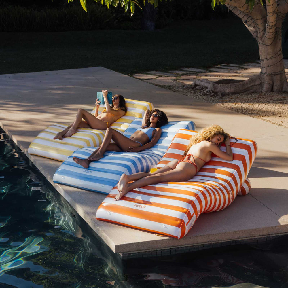 Blue Striped Chaise Lounger Pool Float | FUNBOY Outlet