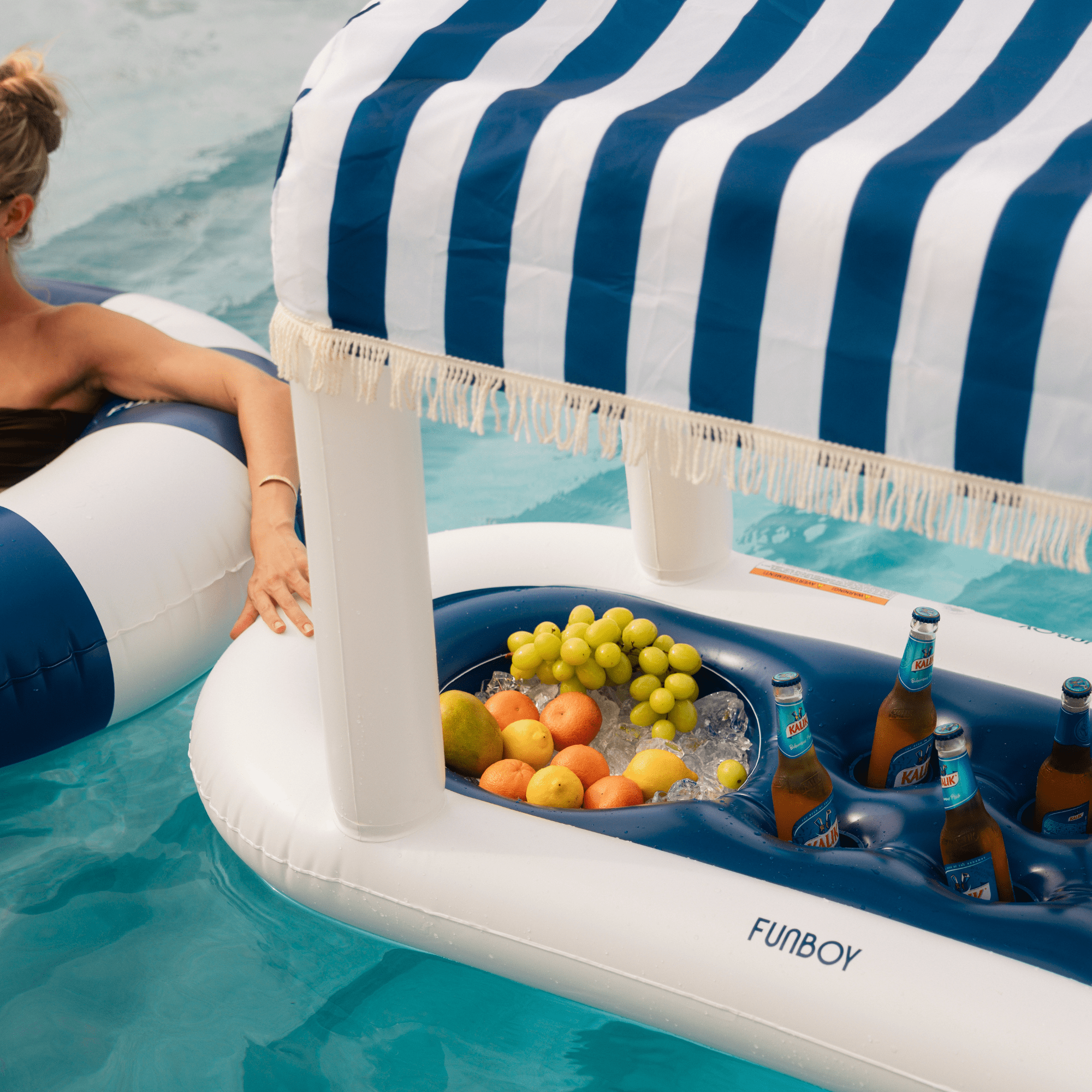 Navy Blue & White Striped Floating Cabana Bar | FUNBOY Sale
