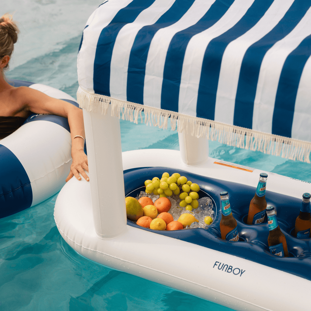 Navy Blue & White Striped Floating Cabana Bar | FUNBOY Sale