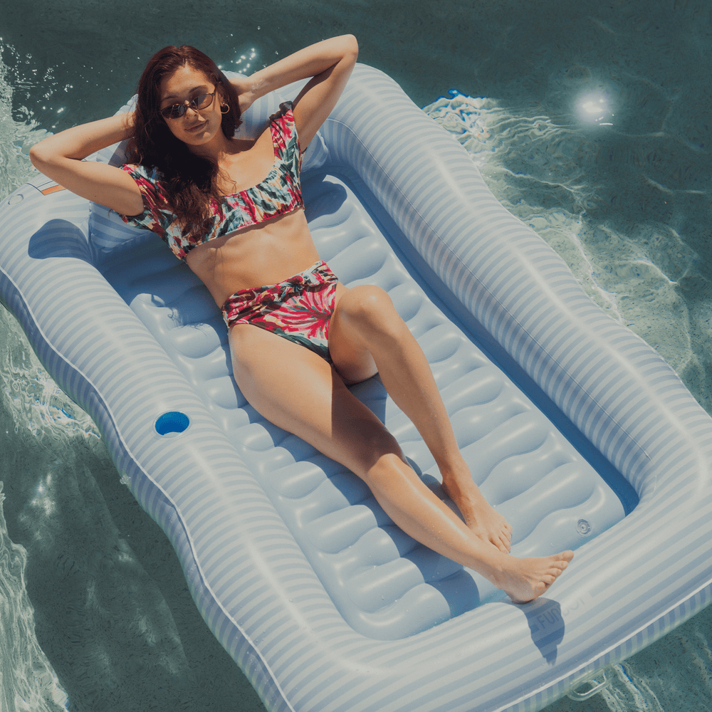 Tanning Pool Lounger: Blue & White Stripes | FUNBOY Near Me