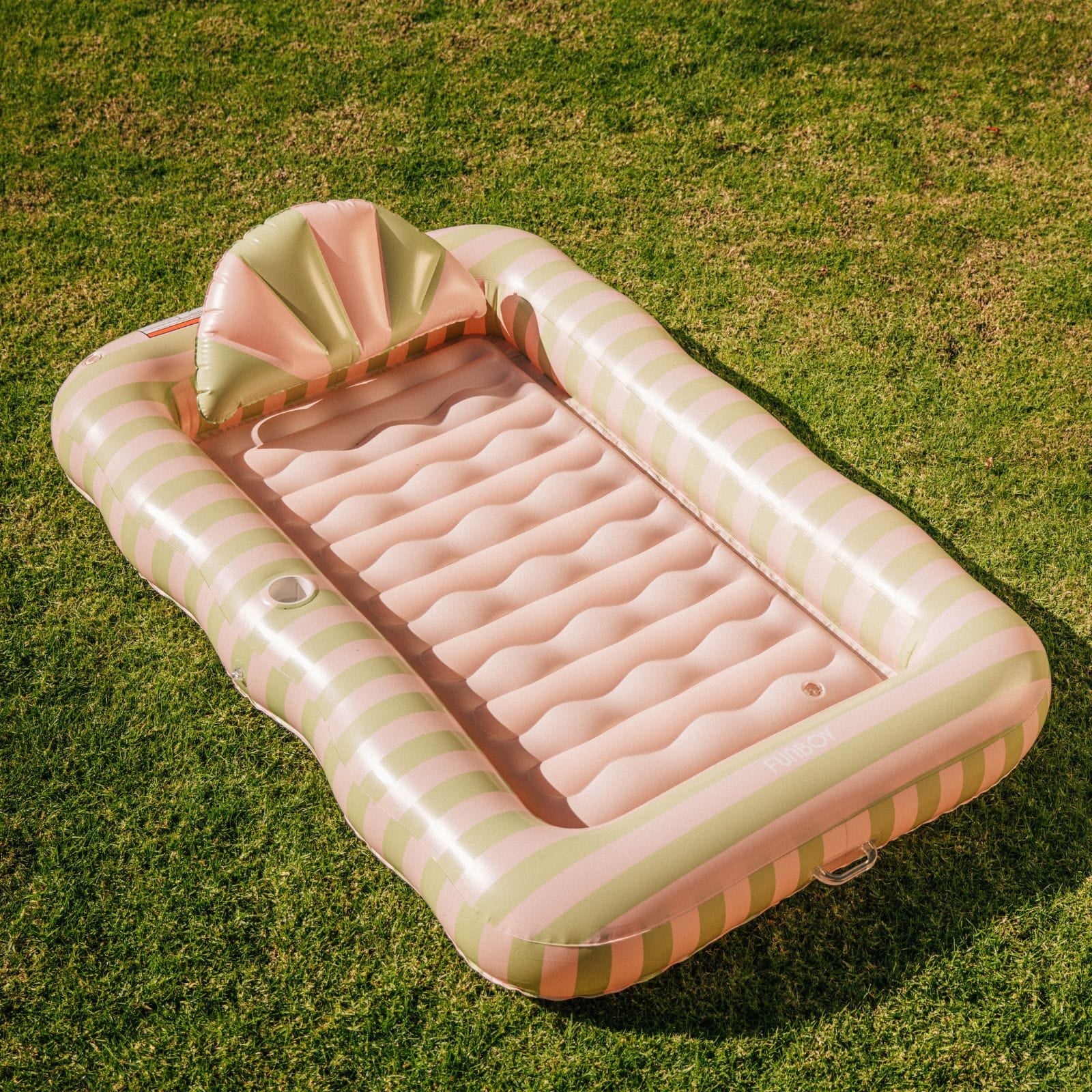 Tanning Pool Lounger: Coral & Blue Stripes | FUNBOY Sale