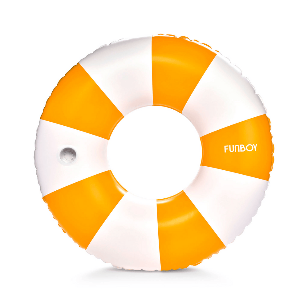 Large Pool Tube Float: Yellow & White Stripes, 48" | FUNBOY US