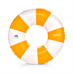 Large Pool Tube Float: Yellow & White Stripes, 48" | FUNBOY US