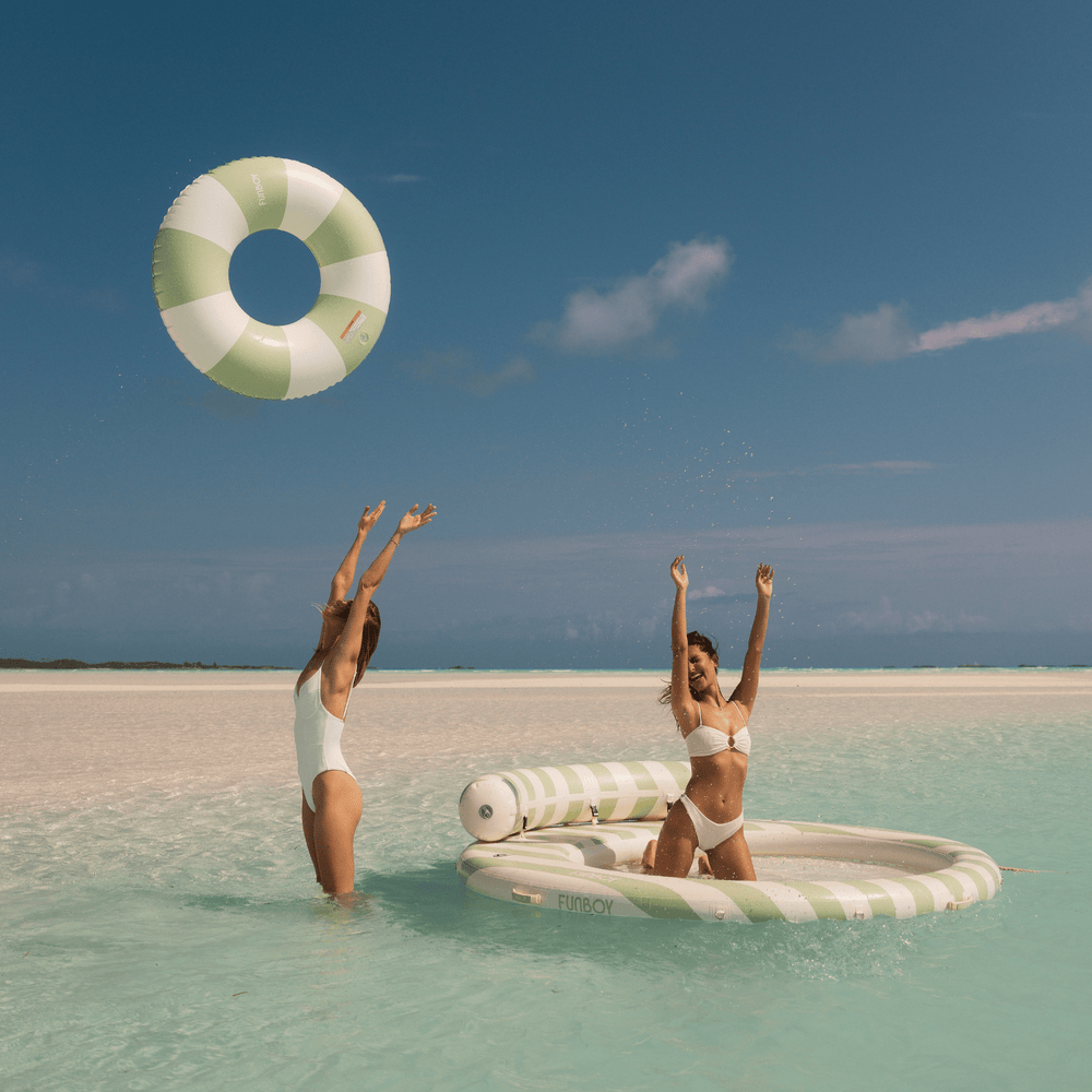 Large Pool Tube Float: Sage & White Stripes, 48" | FUNBOY