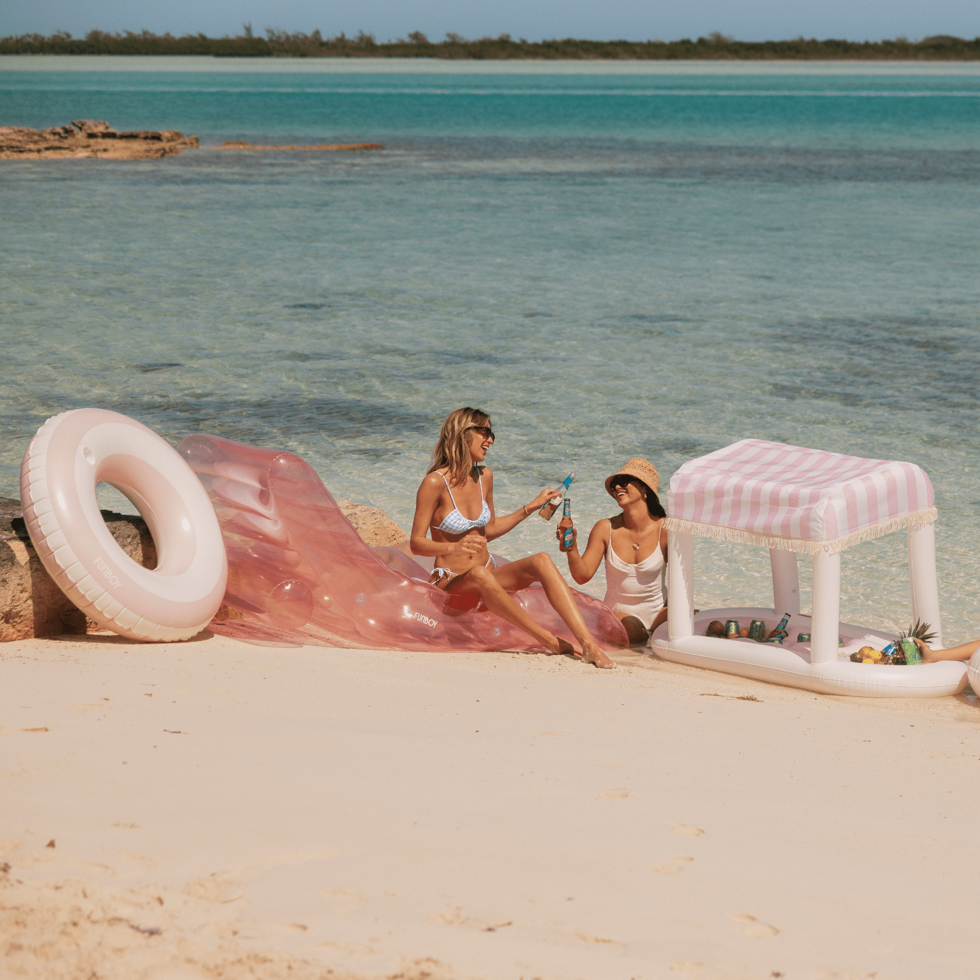 Pool Tube Float: Pink & White, Striped | FUNBOY Sale