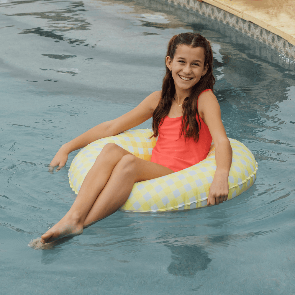Kids Tube Float, 34", Yellow Gingham | FUNBOY Outlet