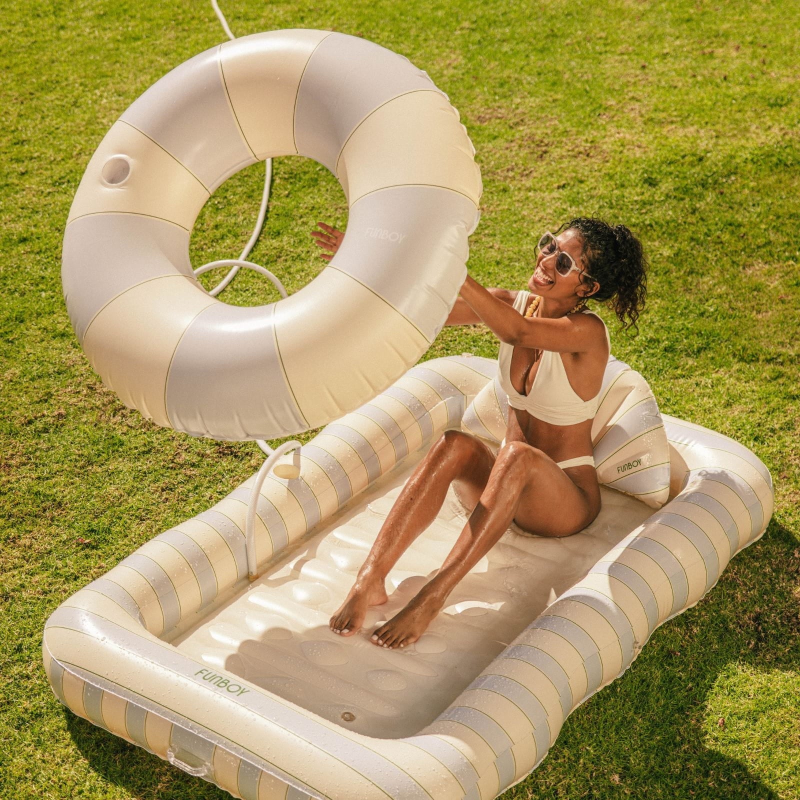 Blue, Green & Cream Vintage Lux Tube Float | FUNBOY
